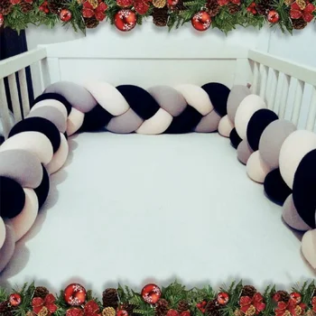 

1M/2M/3M Baby Bed Bumper in The Crib Newborn Bed Bumper Infant Knot Braid Bumper Protector Baby Pillow Cushion Cot Room Decor