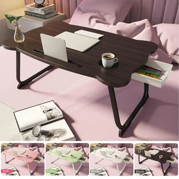

Multi-functional Folding Laptop Stand Holder Study Table Desk Wooden Foldable Computer Desk for Bed Sofa Tea Serving Table Stand