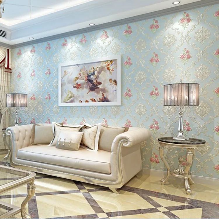 

European Style 3D Coining Non-woven Wallpaper Living Room Bedroom TV Background Marriage House Hotel Wall-to-Wall Warm Wallpaper