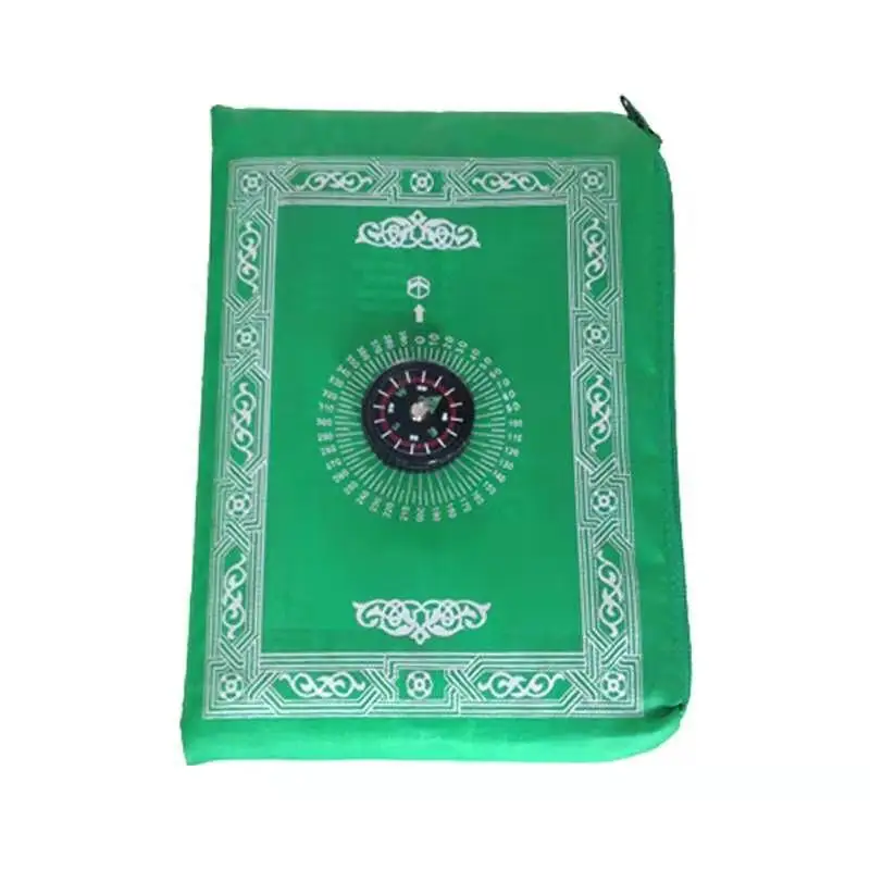 Удобный карманный Карманный молитвенный коврик для путешествий молящийся коврик портативный с компасом мусульманский молитвенный коврик с Qibla Finder и Booklet - Цвет: PrayerRug LightGreen