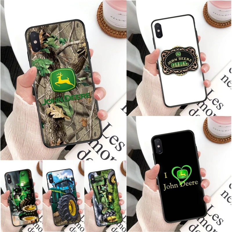 

For iPhone 11 pro XS MAX 8 7 6 6S Plus X 5 5S SE XR case john deere Smart Cover Black Soft Shell Phone Case