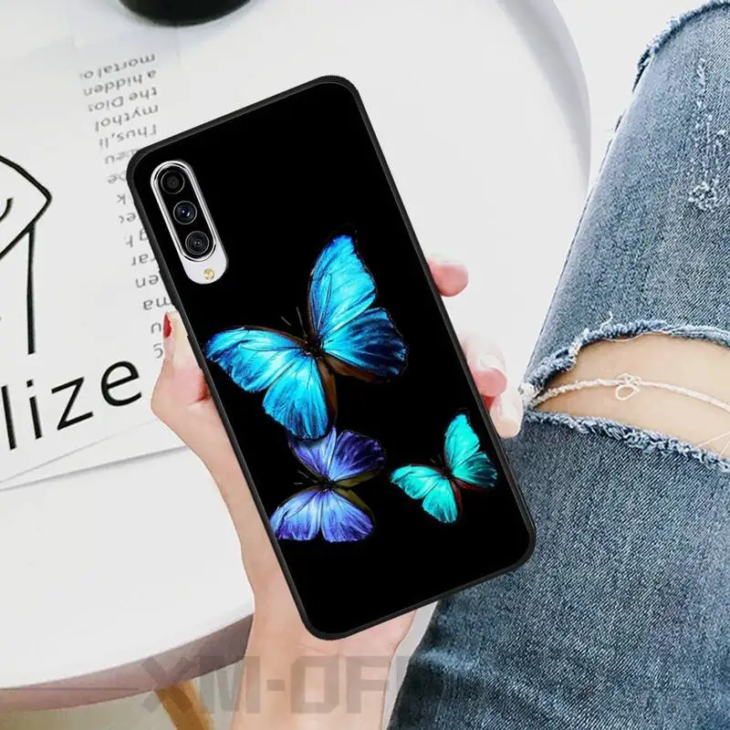 Ivits Блестящая бабочка черный ТПУ мягкий чехол для телефона Samsung A6 6S 6Plus 7 720 750 8 PLUS 9