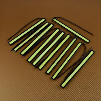 

CITALL 10Pcs Car COB Green LED DRL Daytime Running Light Lamp Bar Strips Waterproof Universal 12V 3.84W