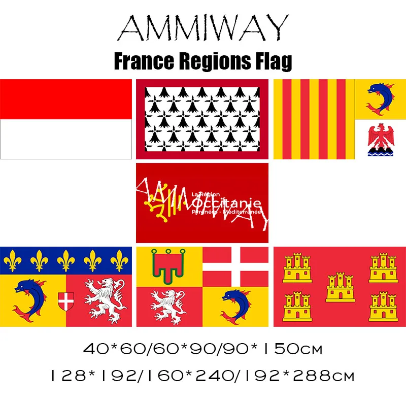 Французский флаг AMMIWAY Эльзас Limousin Альпы Cote коготь овернин Rhone Poitou Charentes occitania Perpiny