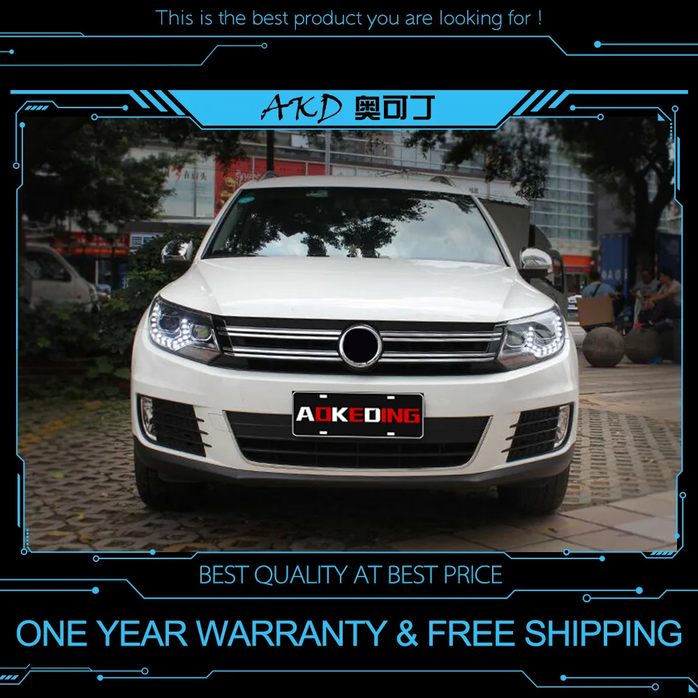 AKD тюнинг автомобильных фар для VW Tiguan 2013 светодиодные фары DRL ходовые огни Bi Xenon Beam