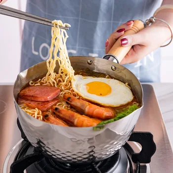

Japanese Style Snow Pan Non-stick 304 Stainless Steel Milk Pot Food Supplement Pot Instant Noodles Pot Small Stew-pan Fuel Gas C