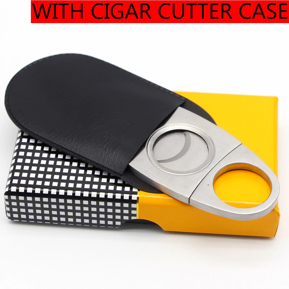COHIBA Карманный Каттер для сигар острый металлический нож для резки сигар из нержавеющей стали аксессуары для сигар W/Подарочная коробка - Цвет: WITH CUTTER CASE