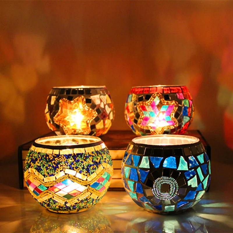 Handmade Mosaic Candle Holder Romantic Candlelight Dinner Wedding Party Candle Lamp Home Deco Supply 1 X candle holders