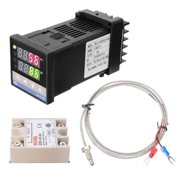 

New REX-C100 Digital LCD PID Temperature Controller + 40A 49DA Solid State Relay + K Thermocouple Probe For Industrial Tools