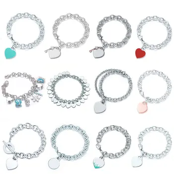 

SL 02 TFB Quality Original 925 Sterling Silver Simple Elegant Classic Love Bracelet DIY Bracelet with LOGO Bracelet for Wome