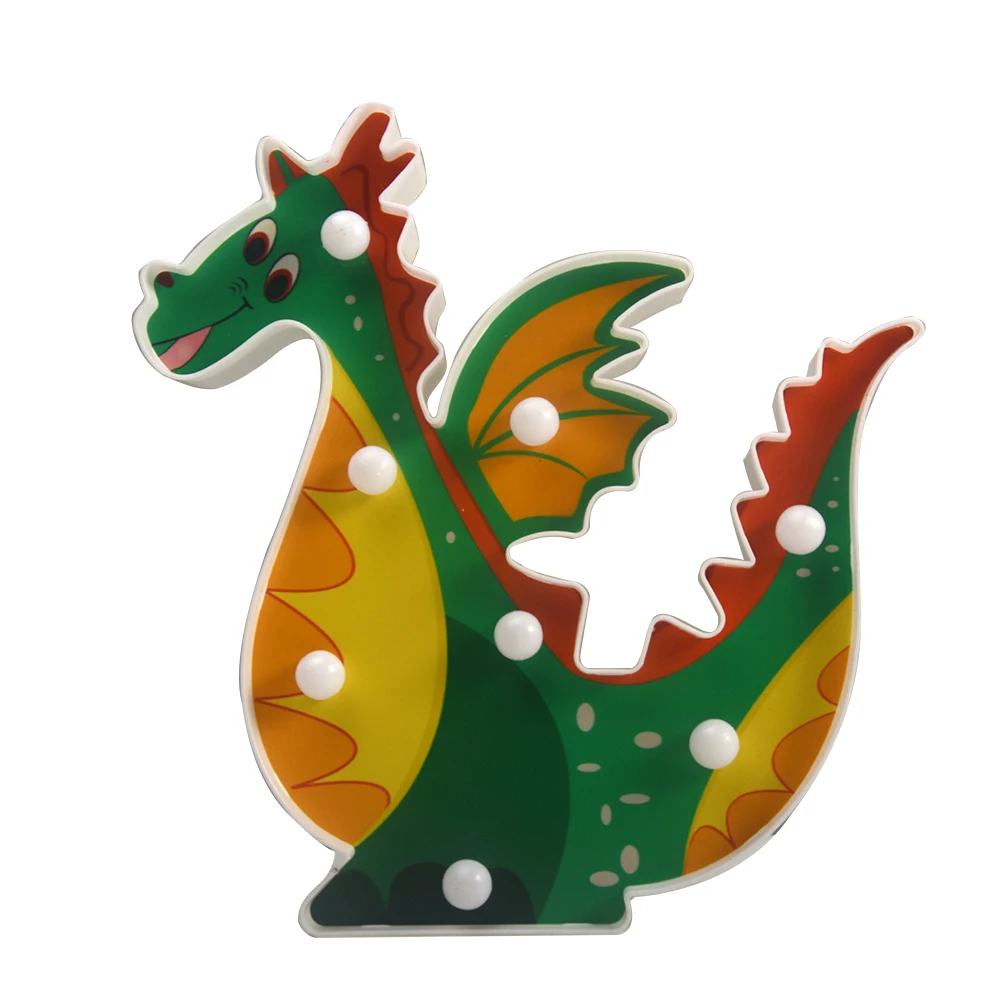 6 leds Night Lamp Hanging Desktop Battery Powered Cute Light Gift Bedside Path Alpaca Shape Decorative dragon animal style - Цвет: Dragon B