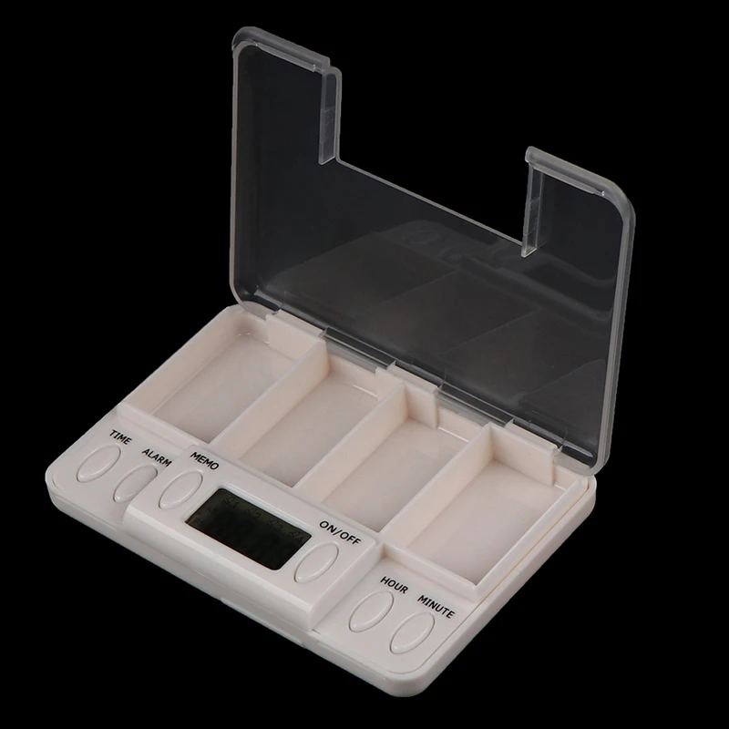 Portable 2/4 Grids Intelligent Electronic Timing Pill Case Alarm Timer Pills Reminder Storage Box Medicine Organizer Container