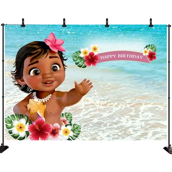 

Acejoker Moana Flower Tropical Backdrop For Kids Sea Beach Summer 1st Birthday Party Baby Shower Backgrounds For Photo Studio