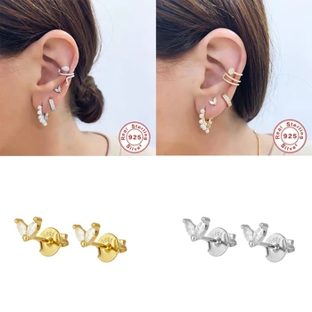 

BOAKO 100% 925 Sterling Silver Minimalist Cartilage Pendientes Stud Earrings For lovers' Valentine's Day Anniversary Engagement