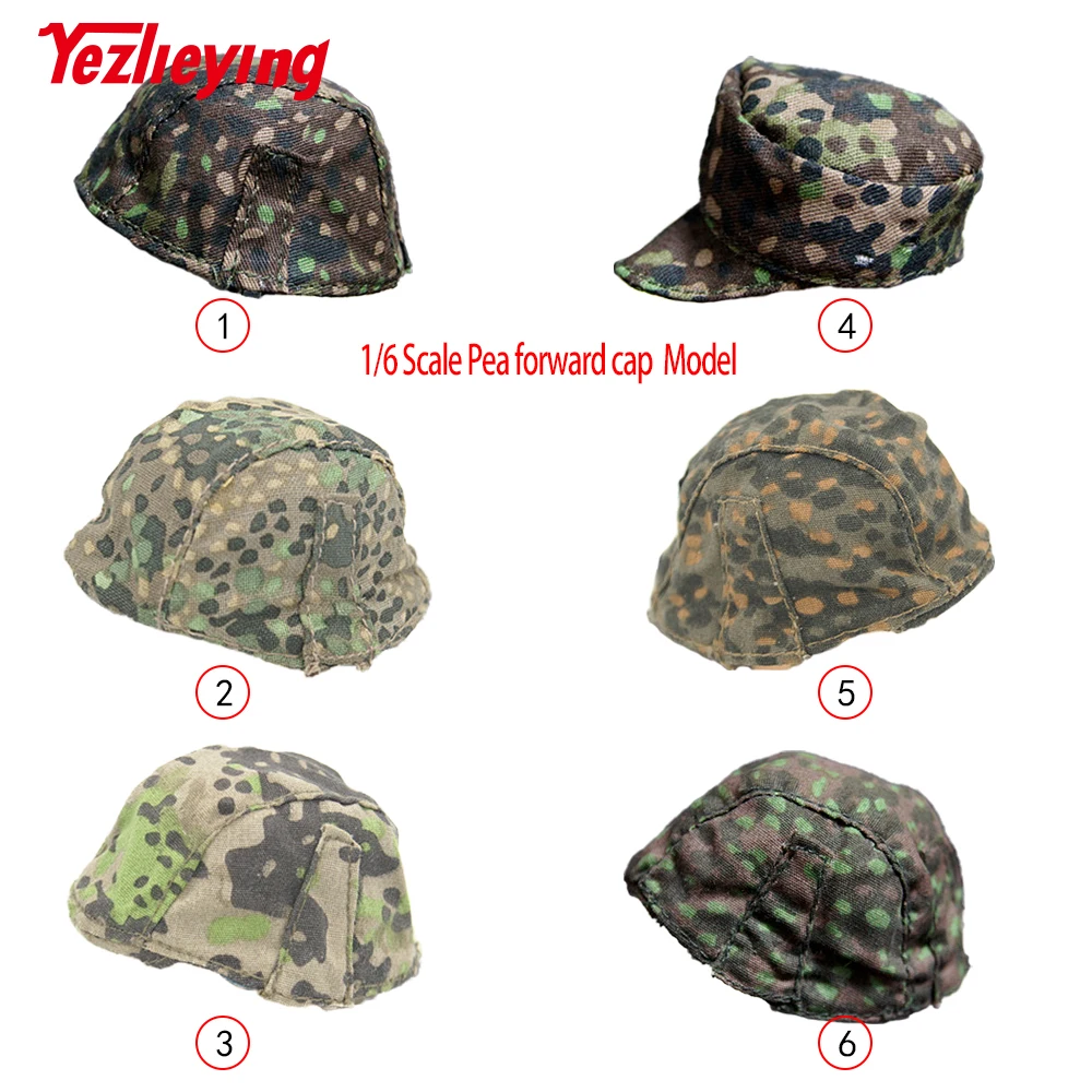 

6 Style 1:6 Soldier Country WWII DML Spring Autumn Pea forward cap Hat Leaf Camou Helmet Cover Model F 12" Soldier Action Figure