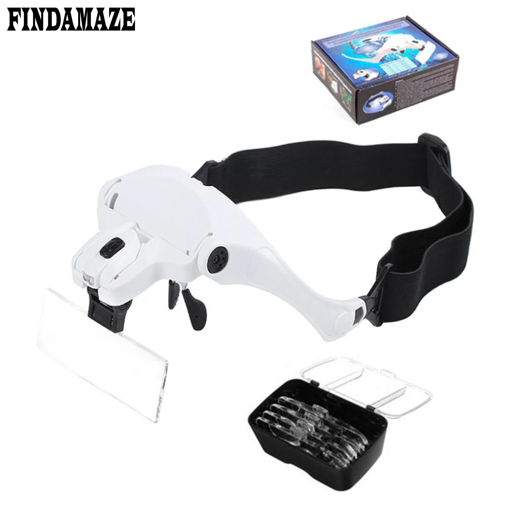 New Grafting Eyelash Magnifier with Led Lights Lamp Tattoo Grafting Eyelash Magnifier Glass,5 Lens Loupe Eyewear Magnifier