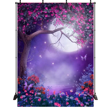 

Acejoker Birthday Backdrop Photography for Party Fairy Forest Flowers Butterfly Customized Vinyl Background Photo Studio Props