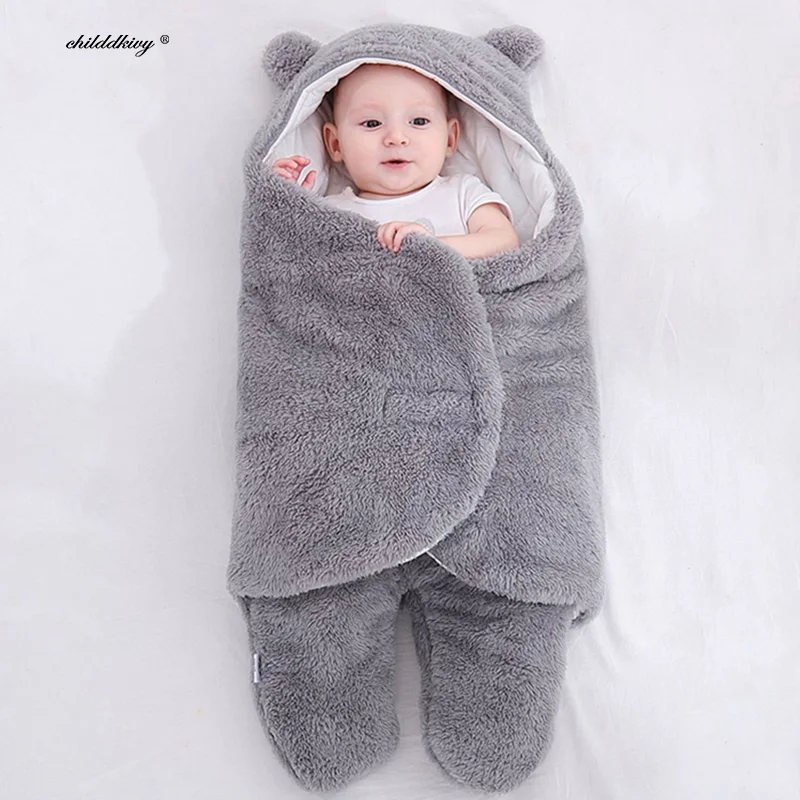 שקי שינה רכים לתינוקות מפלנל, שמיכת תינוק חדשה, שמיכת תינוק מעובה, שקית שינה חמה עם מעטפה קוקון לתינוקות בגילאי 0-9 חודשים