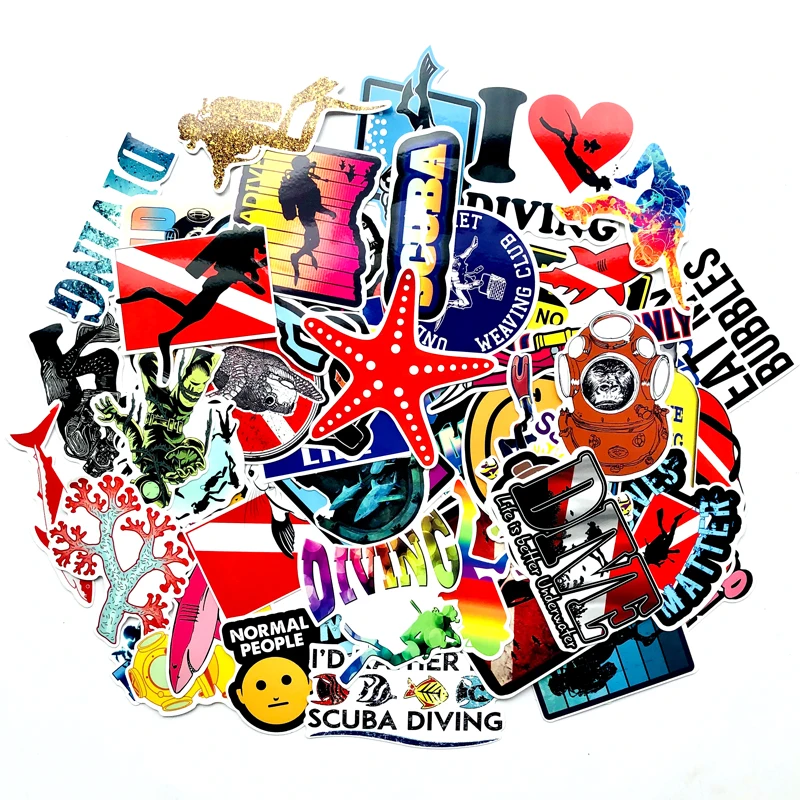 

60pcs funny vsco Diving stickers For suitcase laptop skateboard hydro flask sticker Vinyl kid toys Car Styling Waterproof decals