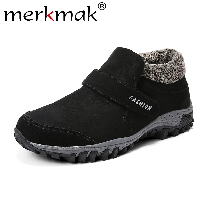 

Merkmak Winter Men Boots With Plush Warm Snow Boots Casual Men's Boots Work Shoes Man Comfortable Footwear Ankle Boots 39-46