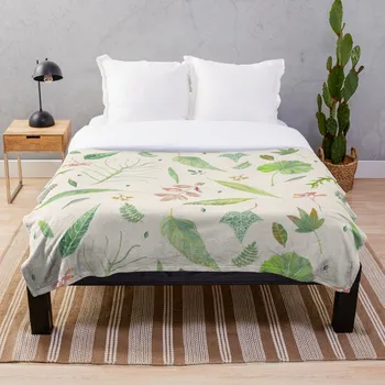 

Leaf study watercolor Blanket Wool Flannel Plush Blanket Bedspread For office Sherpa Blanket Couch Quilt Cover Travel