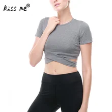 Женский укороченный топ с коротким рукавом, рубашки для йоги, одежда для бега, спортивный костюм для спортзала, фитнеса, тренировочный костюм, спортивная футболка, Женский костюм для йоги