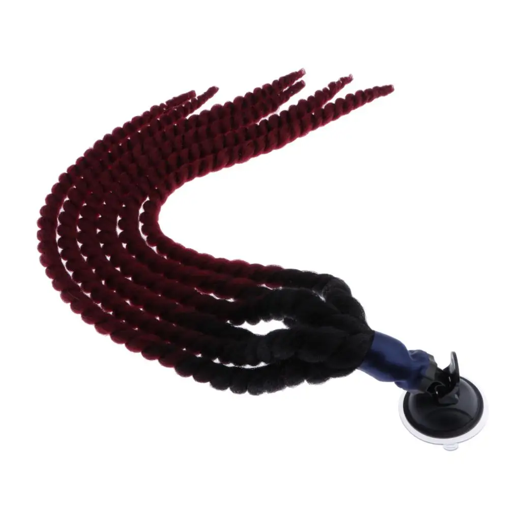 Hand-made Helmet Braids / Ponytail Motorcycle Helmet Wig Hair Red