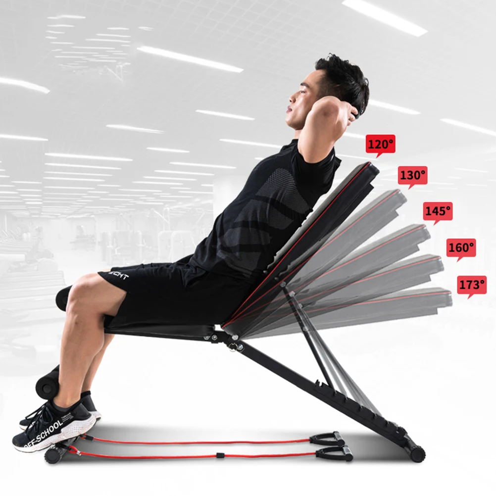 - 6 in 1 Gym Bench Multifunctional Supine Board Foldable Abdominal Machine Bodybuilding Home Fitness Equipment Exercise Training