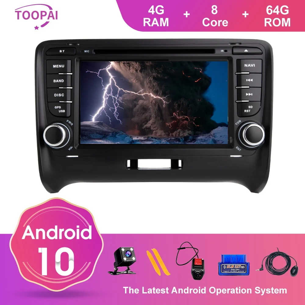 TOOPAI Auto Radio Stereo Head Unit Android 10 For Audi TT MK2 2006 2007 2008 2009 2010 2011 2012 GPS Navigation Car Multimedia | Автомобили