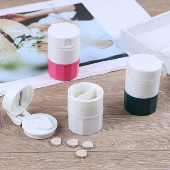 

New 3 Colors Cutting Tablets Pill Cutter Medicine Crusher Grinder Splitter Tablet Pill Cutter Divider Storage Case Box Holder