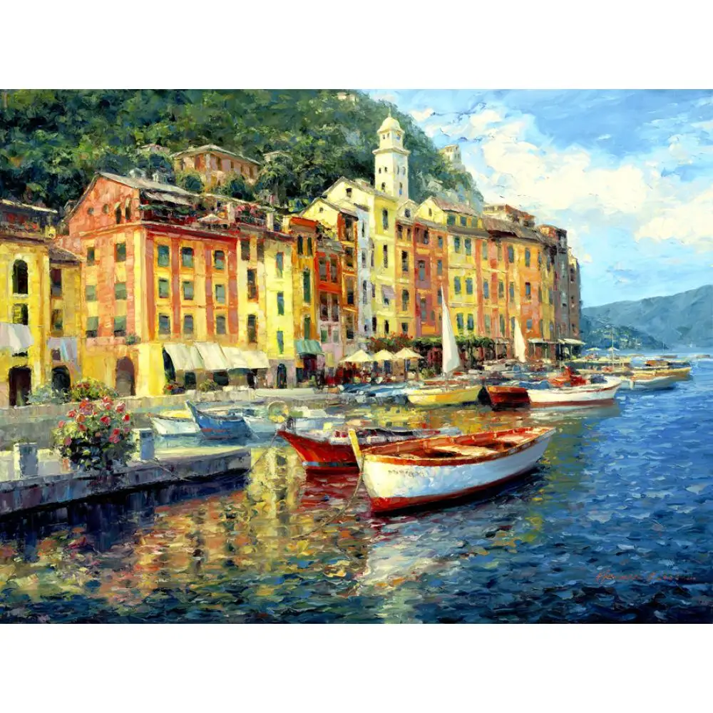 Холсте маслом венеция Картины Portofino современные городские изображения ручная