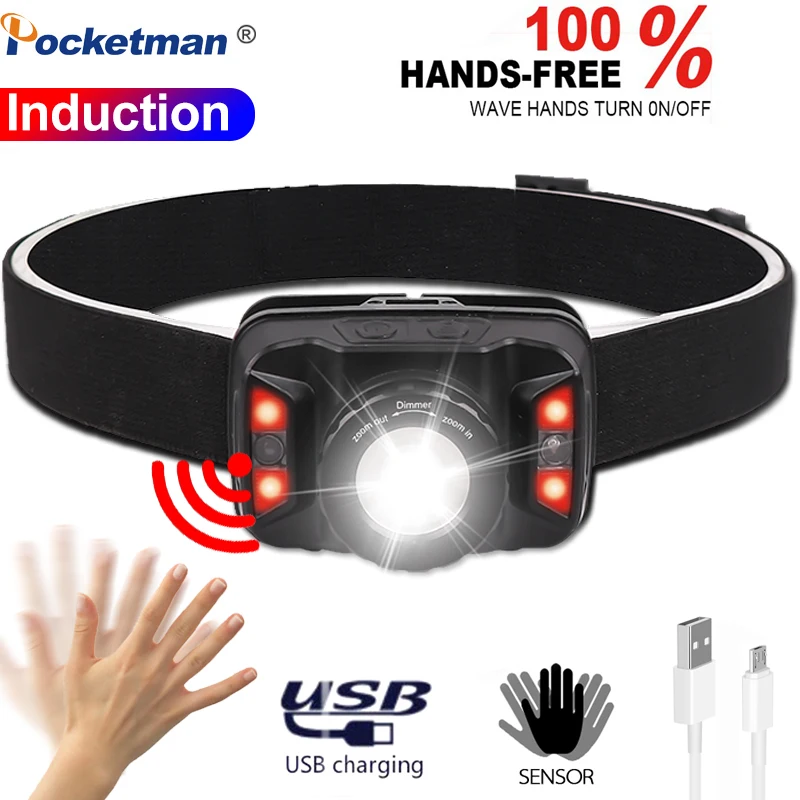 

7000 Lumen USB Rechargeable LED Head Lamp Torch Headlamp Headlight Super Bright Body Motion Sensor for Fishing Camping Kids