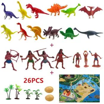

26 Pieces Dinosaur Model Dinosaur World Forest Game Pad Dinosaur Model Game Carpet Toy Model Set Dinosaur Forest Scene Toy Game