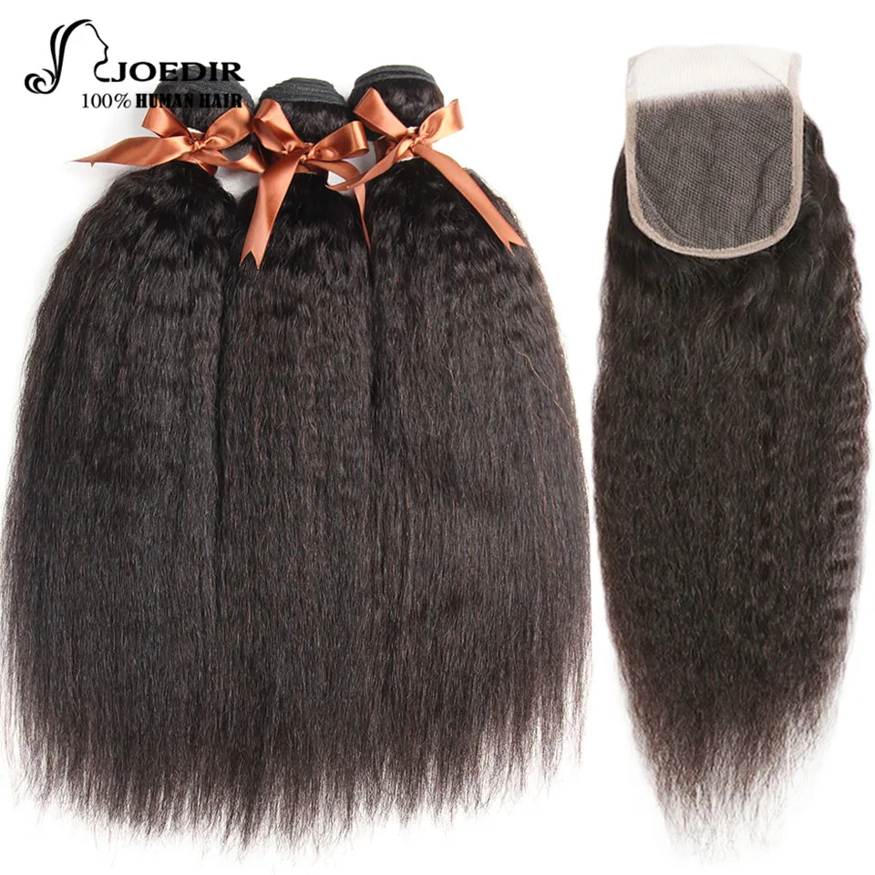 

Joedir Hair Kinky Straight Hair Bundles With Closure 3 4 Bundles With Closure Malaysian Hair Non Remy Bundles With Closure