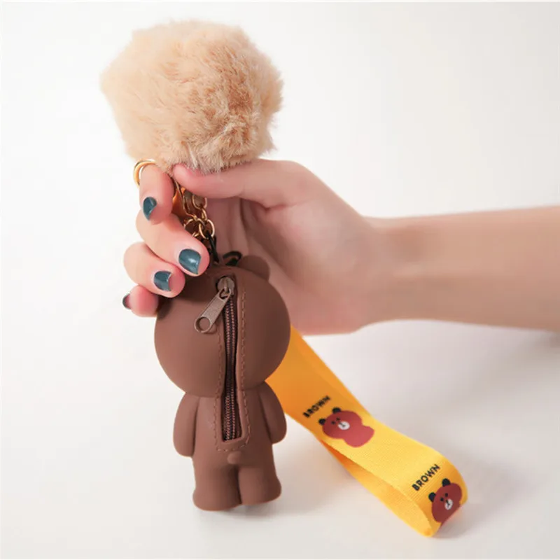 Korean 3D Silicone Cartoon Bear Container Box Earphone Bag Baby Kids Toys Storage Headphone Mini Coin Purse Cute Keychain Pouch