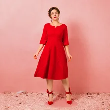 A-Line чай Длина размера плюс платье для выпускного вечера элегантные кружева атласа совок платье 1/2 рукава Застежка-молния платье