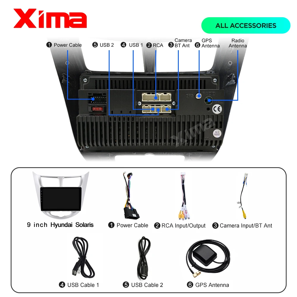 Xima HD 9 ''Android 9,0 2 din Автомобильный dvd-плеер для современного Solaris accent Verna 2011- автомобильный Радио мультимедийный плеер с автомобилем DAB