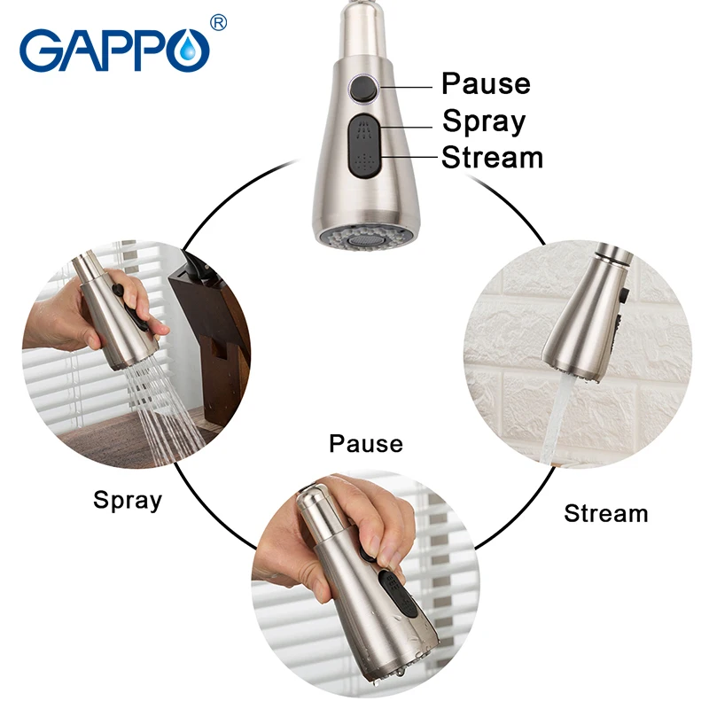  GAPPO Pull Out Kitchen Faucets Sink Faucet Brass Mixer Tap 360 Degree Water Mixer Tap kitchen water - 4000237368218