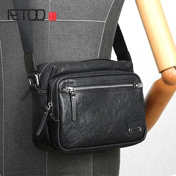 

AETOO Men's Casual Shoulder Bag Cross Section Small bag Trend Real Vegetable Tanned Leather Fashion Crossbody Bag