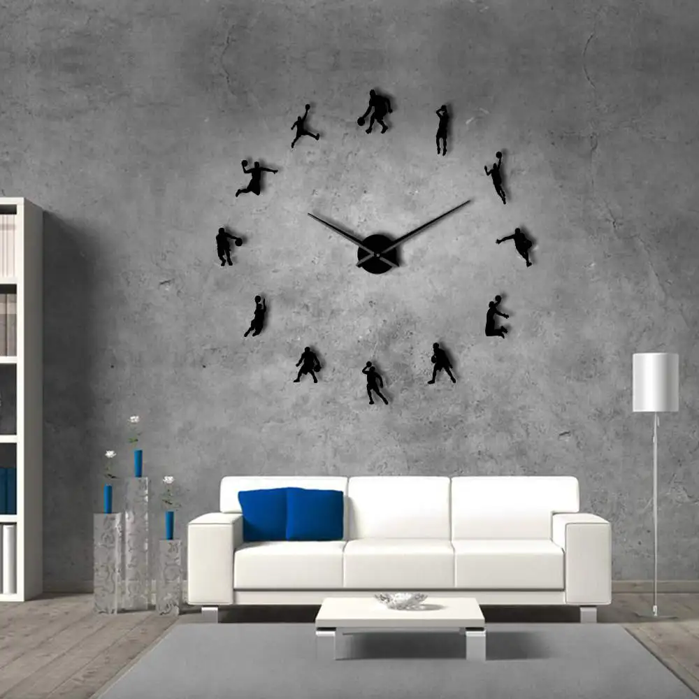 EVA Wall Watch Basketball Players DIY Large Clock Basketball Slam Dunk Kid Room Wall Decor Giant Basketball Wall Watch Gifts