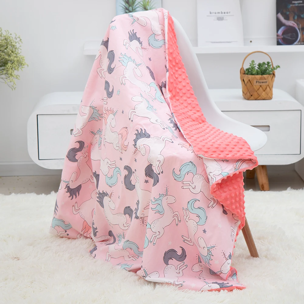 Soft Breathable New Cotton Cartoon Baby Blanket Beanie Kids Quilt Peas Blanket For Pram Baby Carriage Stroller Covers - Цвет: Розовый