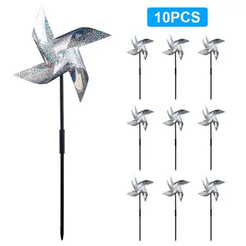 

Bird Repellent Reflective Pinwheels Bird Repellent Devices Deterrent For Scaring Birds And Pests 10PCS