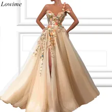 Арабский Кафтан цветы платья знаменитостей кафтан Сторона Сплит Вечерние Выпускные вечерние арабское вечернее платье платья для красной дорожки Robe De Soiree