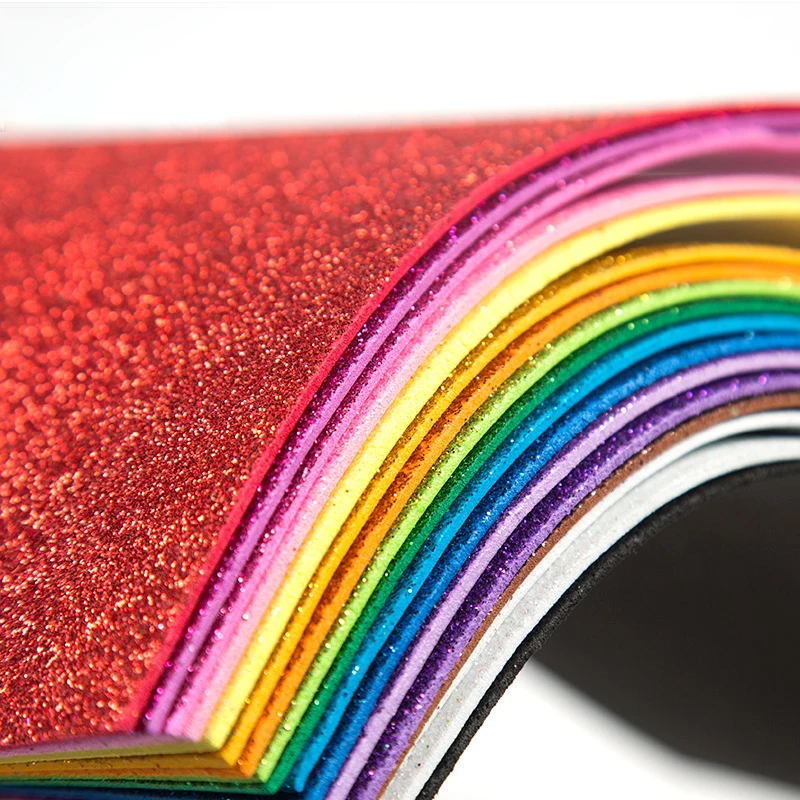 A4 10pcs Foamiran Glitter Foam Paper DIY Kraft Sponge Paper Gold Powder Glitter Handmade Paper Crafts Wedding Party Supplies