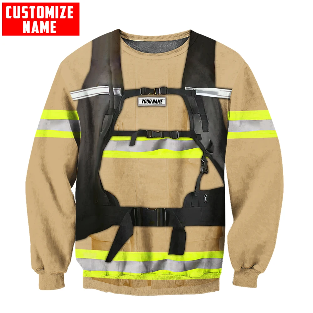 Customize Name Brave Firefighter 3D Printed Men Autumn Hoodie Unisex Hooded sweatshirt Streetwear Casual zipper hoodies DK418