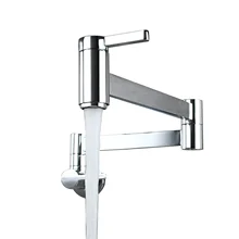 Wall Mount Pot Filler Bathroom Splash Proof Sink Double Switch Kitchen Faucet Cold Water Brass Spout Folding Arm Basin Modern