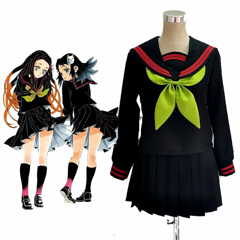 

Anime Demon Slayer Kimetsu no Yaiba Cosplay Costume Kamado Nezuko Makomo JK School Uniforms Sailor Suit Women Outfit Custom Made