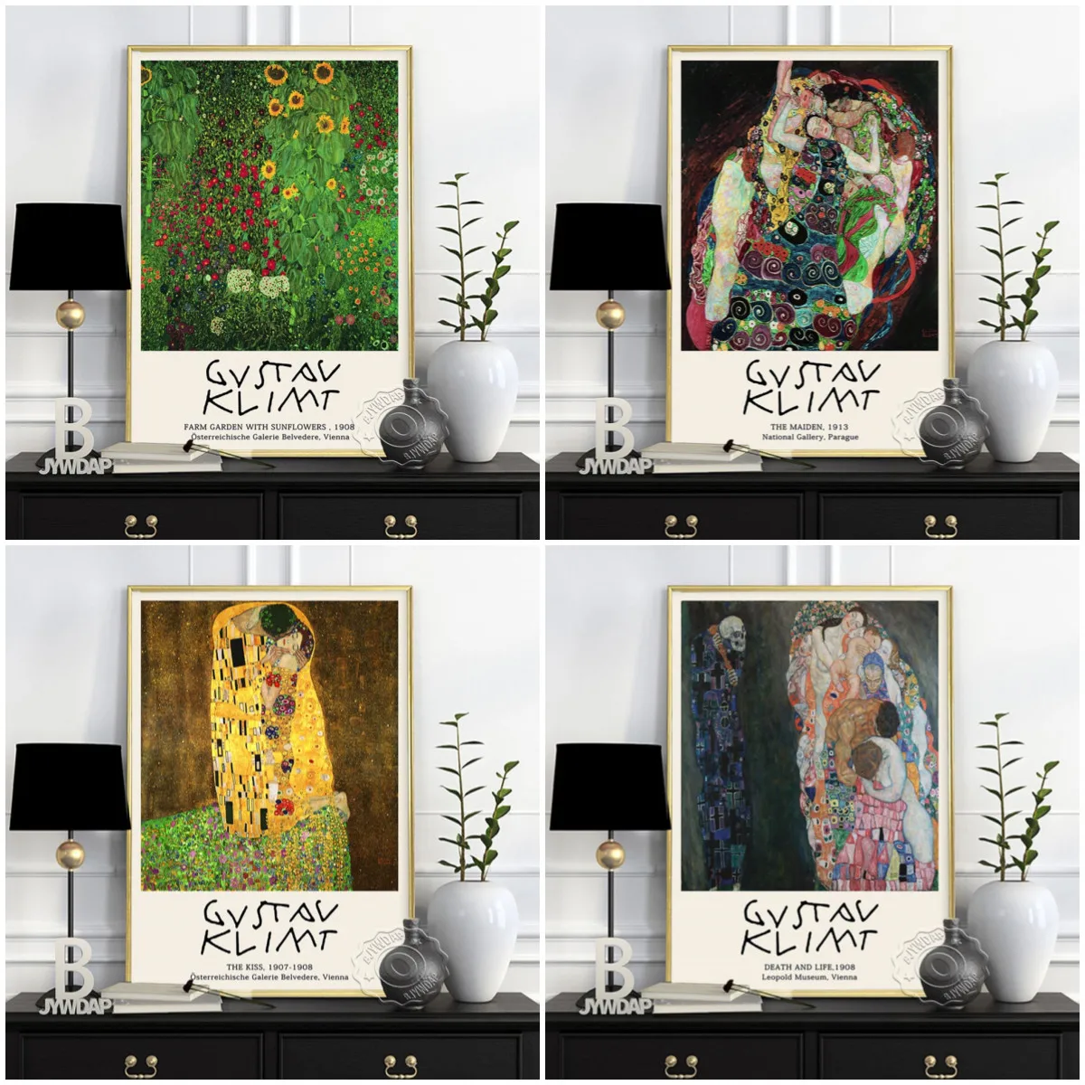 Gustav Klimt Exhibition Museum Prints Poster The Maiden Kiss Death Life Canvas Painting Vintage Art Symbolism Home Wall Decor | Дом и сад
