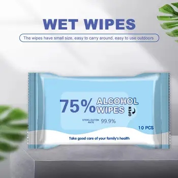 

10Pack 75% Alcohol Wipes Disinfection Sterilization Cleaning Wet Wipes Skin Cleaning Care Sterilization Hand Cleaning Wipes