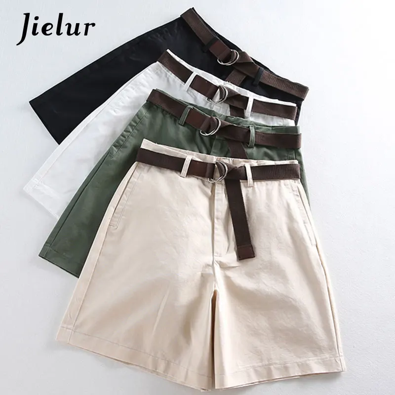 Price Jielur All match 4 Solid Color Sashes Casual Women Shorts A line High Waist Slim Summer Shorts Feminino Chic S XXL Ladies Bottom